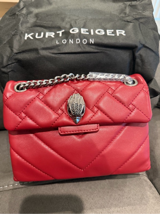Kurt Geiger Handbags - Kurt Geiger Bright Red Quilted Leather Chain Shoulder Bag